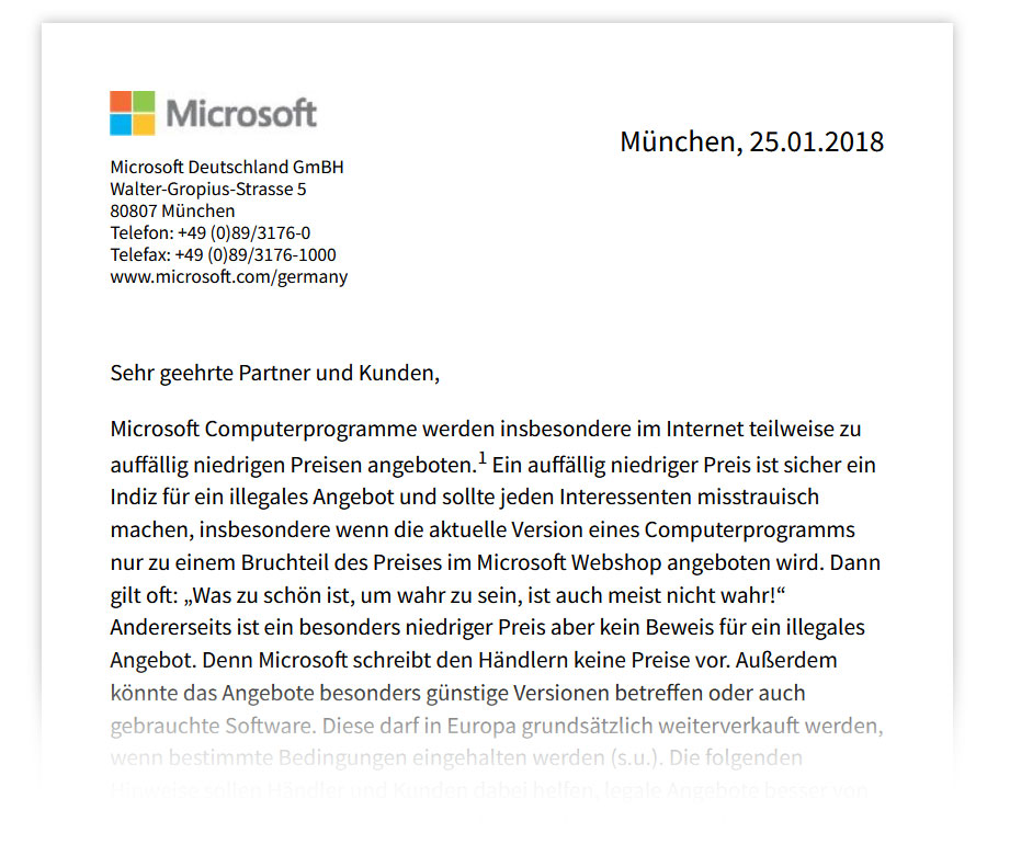 Microsoft über Handel mit gebrauchten Software Lizenzen